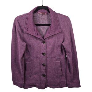 Prana Jacket Womens S Purple Knit Peacoat Single Breasted Fleece Lined Pockets